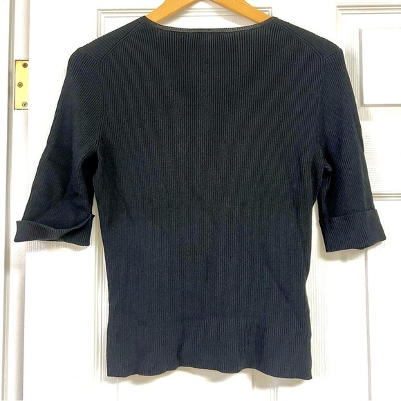 ANN TAYLOR Y2K black RIB KNIT CROP TOP stretchy comfy closet staple women’s S - Picture 5 of 7